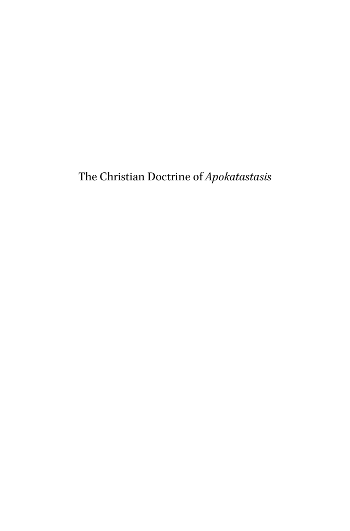 The Christian Doctrine of Apokatastasis cover