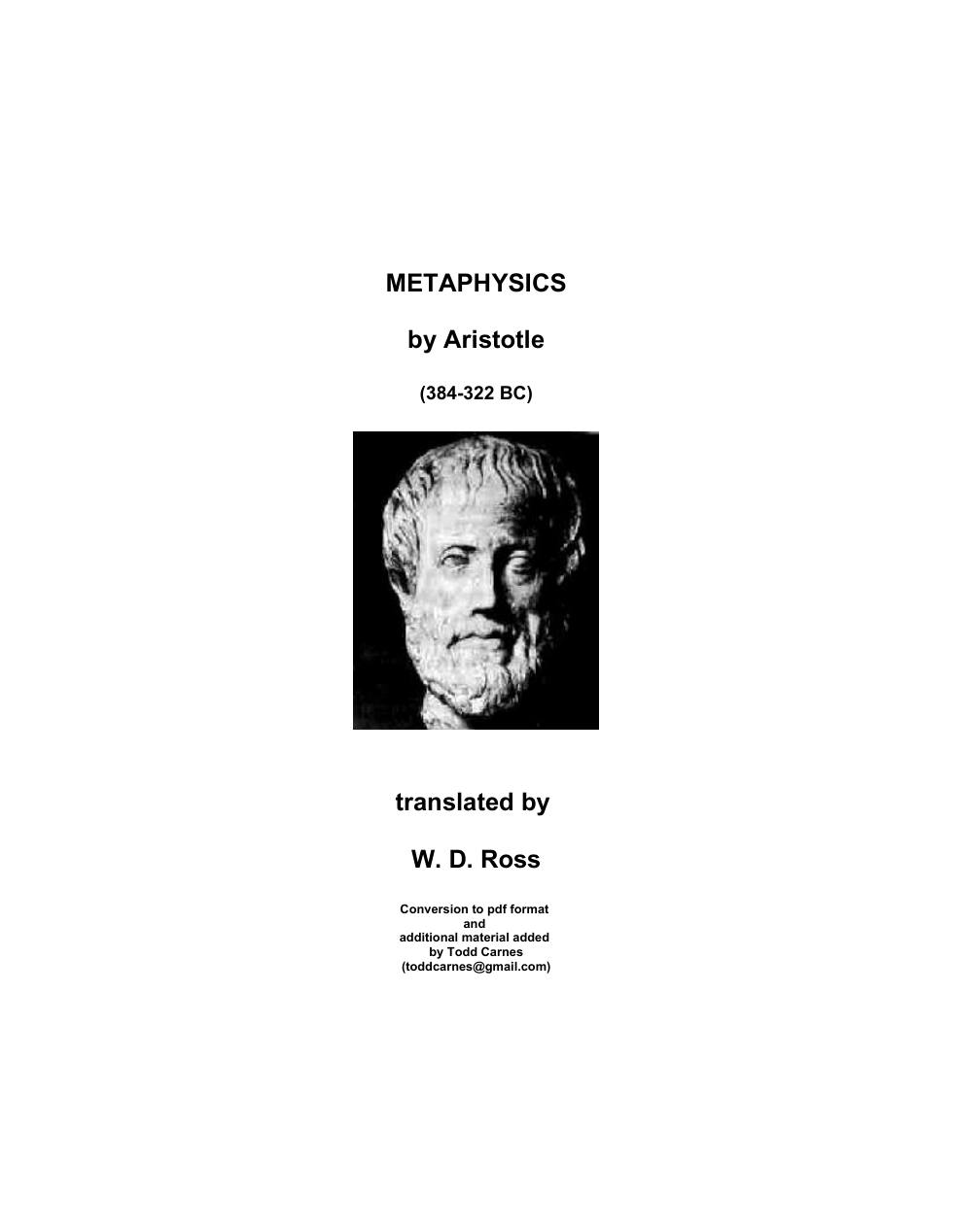 Aristotle - Metaphysics cover