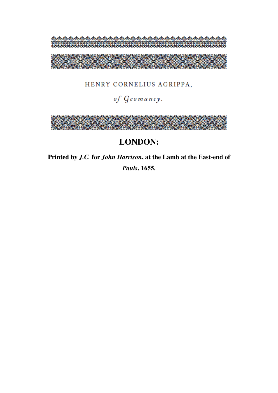 Of Geomancy - H Agrippa cover