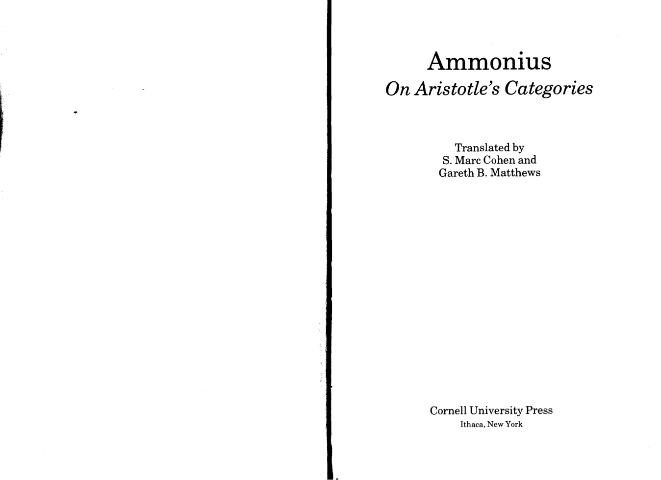 183417180-Ammonius-On-Aristotle-s-Categories-Trans-Cohen-and-Matthews-ACA-1991 cover
