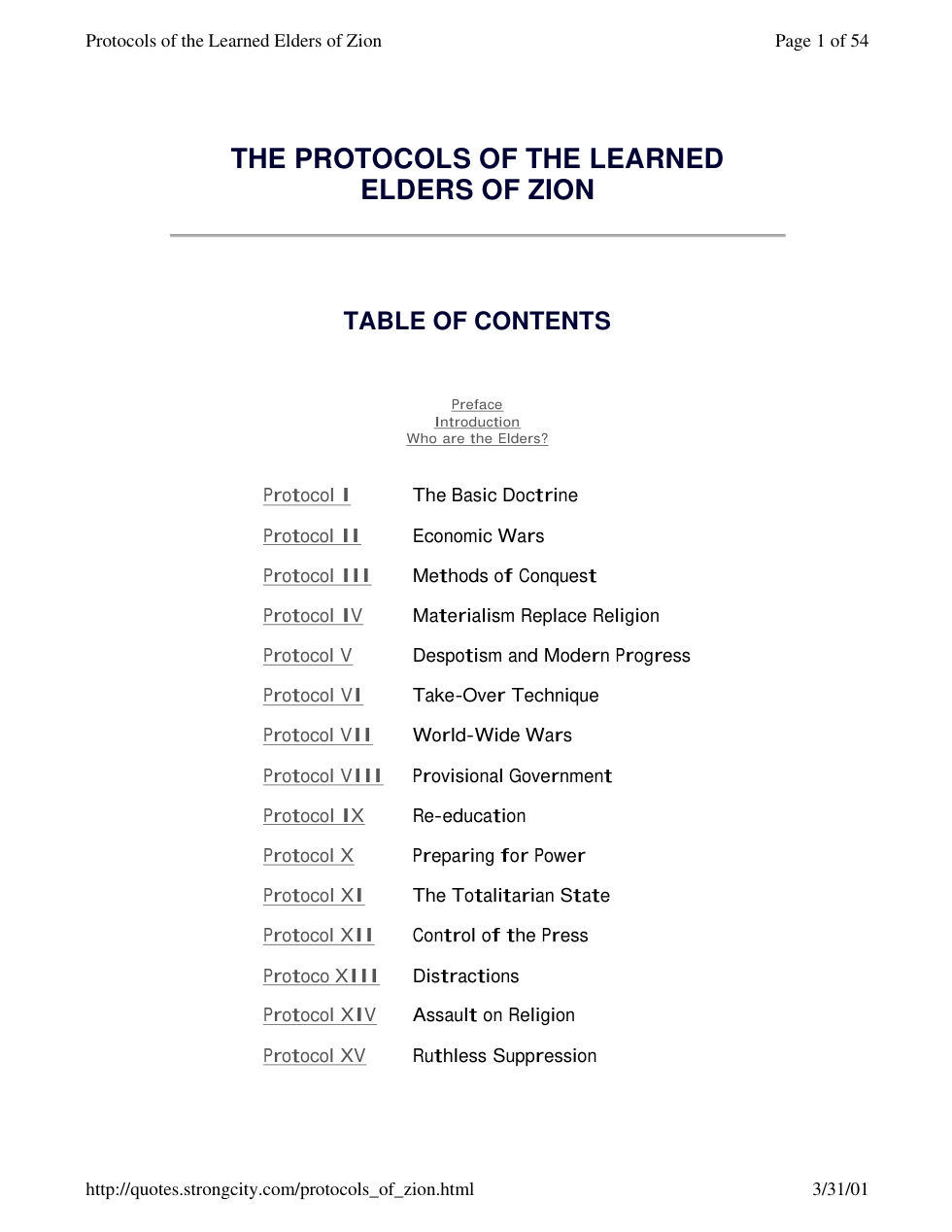 Protocols Of The Learned Elders Of Zion cover