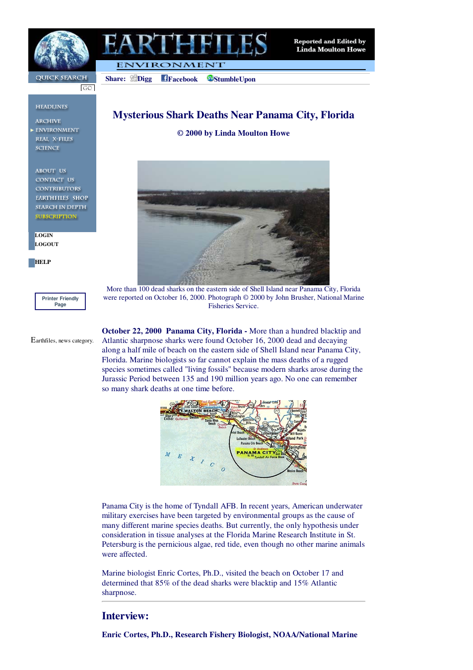 10 22 2000 Mysterious Shark Deaths Near Panama City, Florida cover