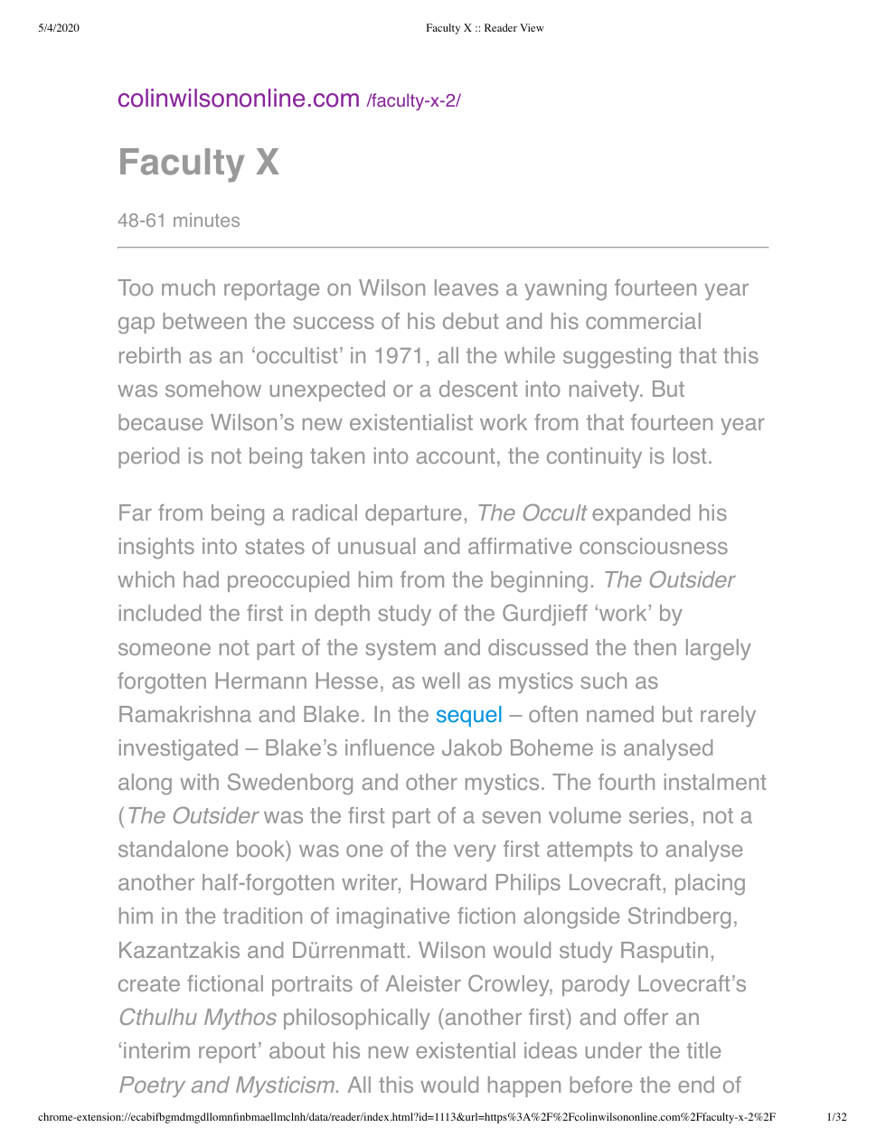 Geoffrey Ward - Colin Wilson's Faculty cover