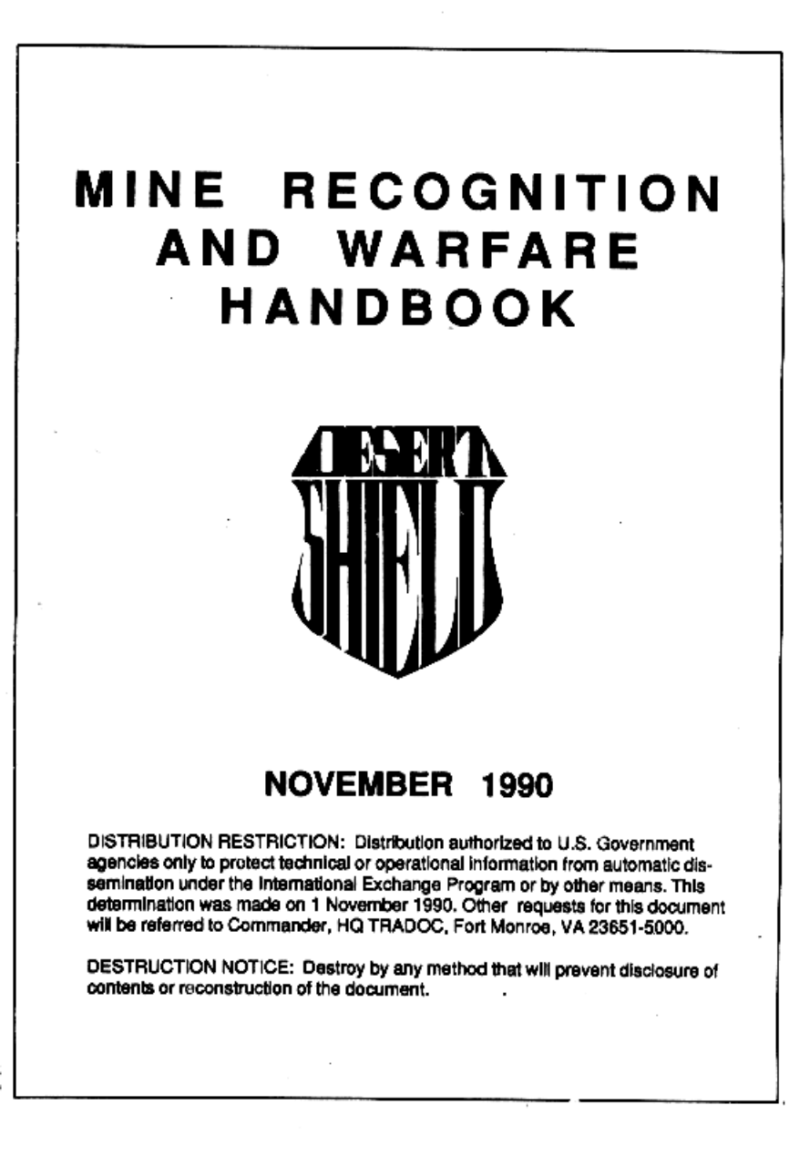 ARMY Mine Recognition & Warfare Hndbk 1990 193 pages cover