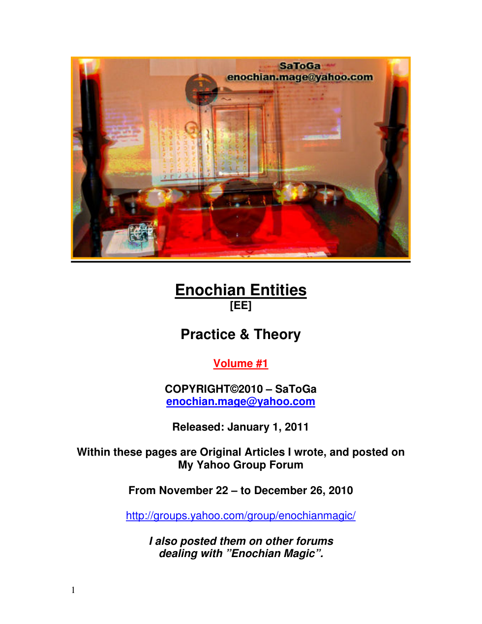 Enochian Entities Practice & Theory By SaToGa cover