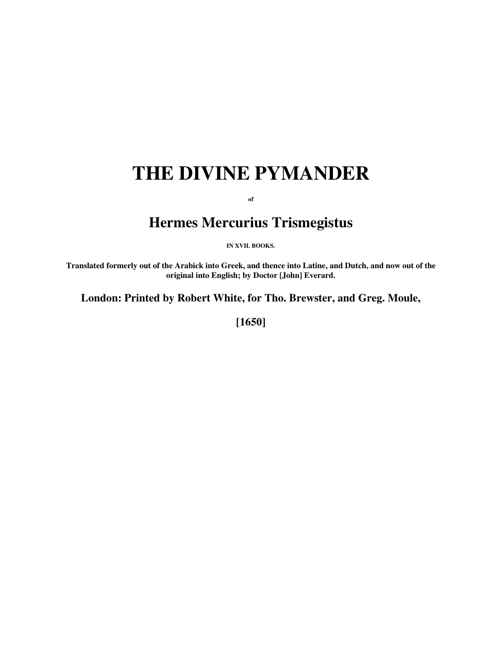 The Divine Pymander cover