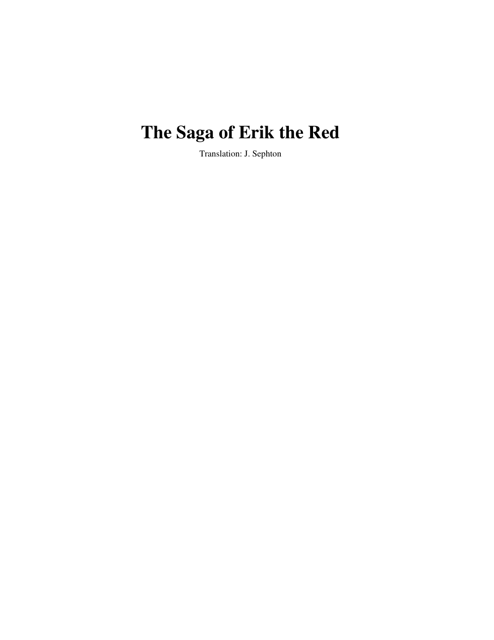 The Saga of Erik the Red cover