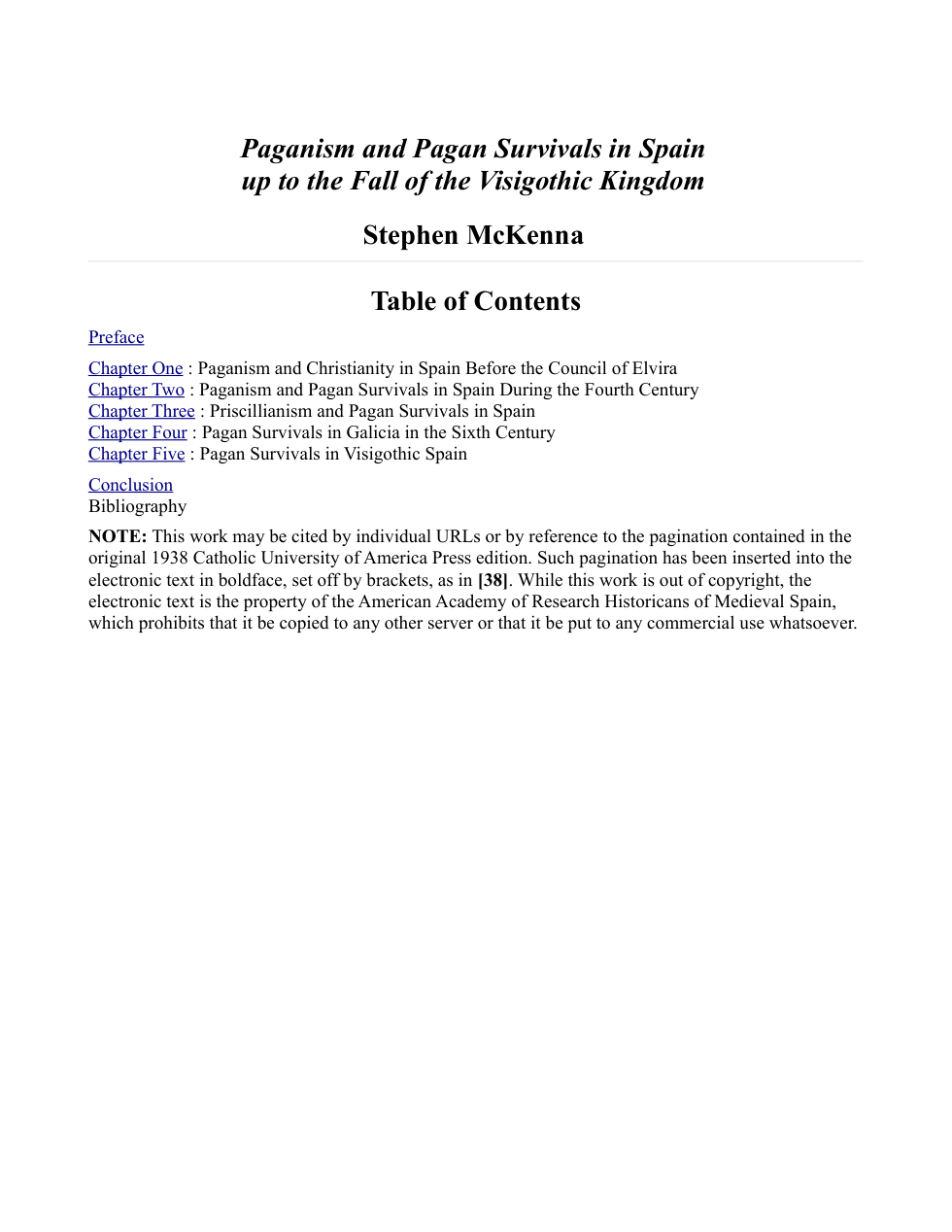 Stephen McKenna - Paganism and Pagan Survivals in Spain Up to the Fall of the Visigothic Kingdom cover