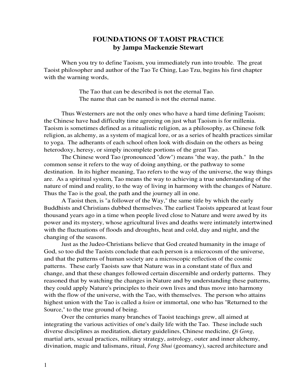 Foundations of Taoist Practice cover