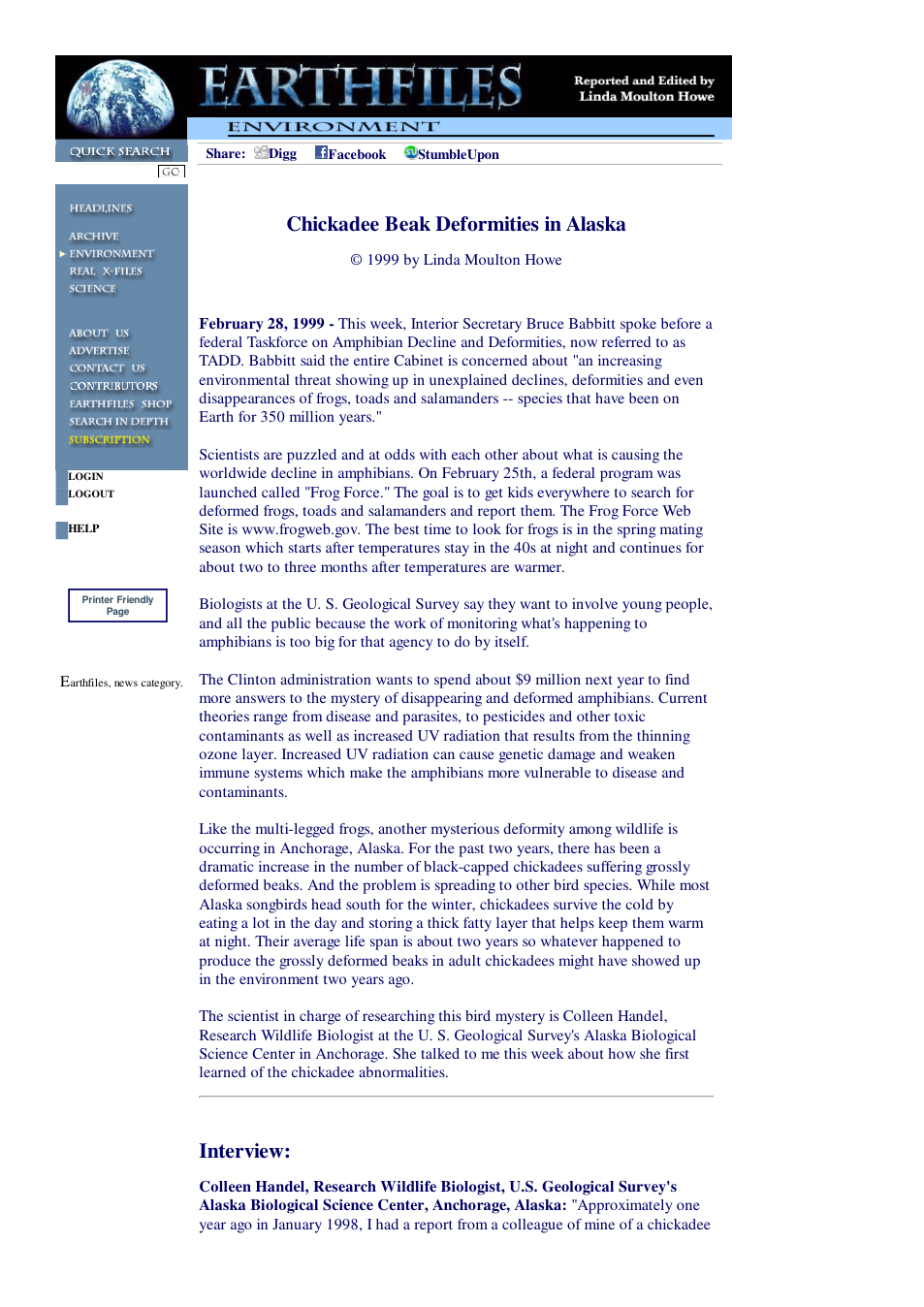 02 28 1999 Chickadee Beak Deformities in Alaska cover