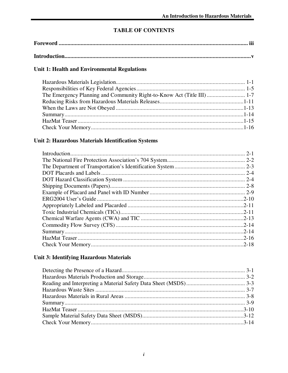 FEMA An Introduction to Hazardous Materials 131 pages cover