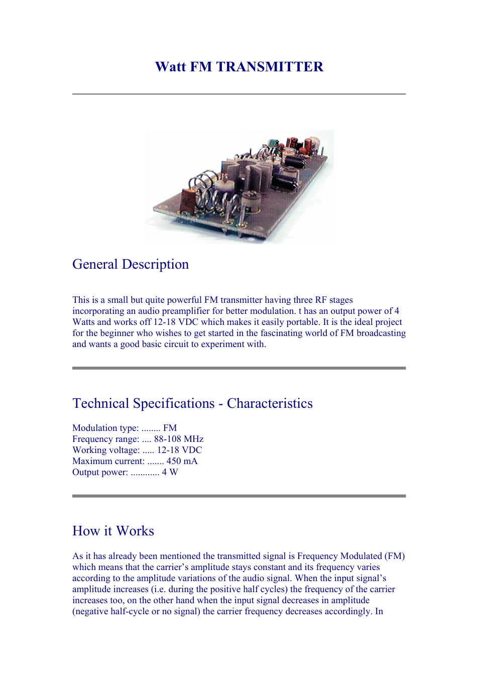 How to build an FM TRANSMITTER 8 pages cover