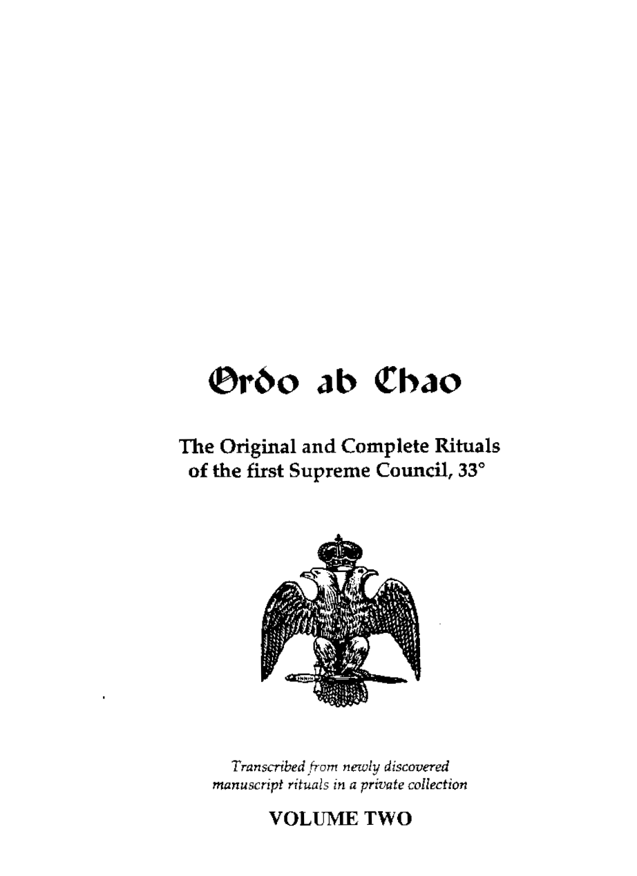 Ordo ab Chao - Volume Two - Masonic Degrees 19-33 cover