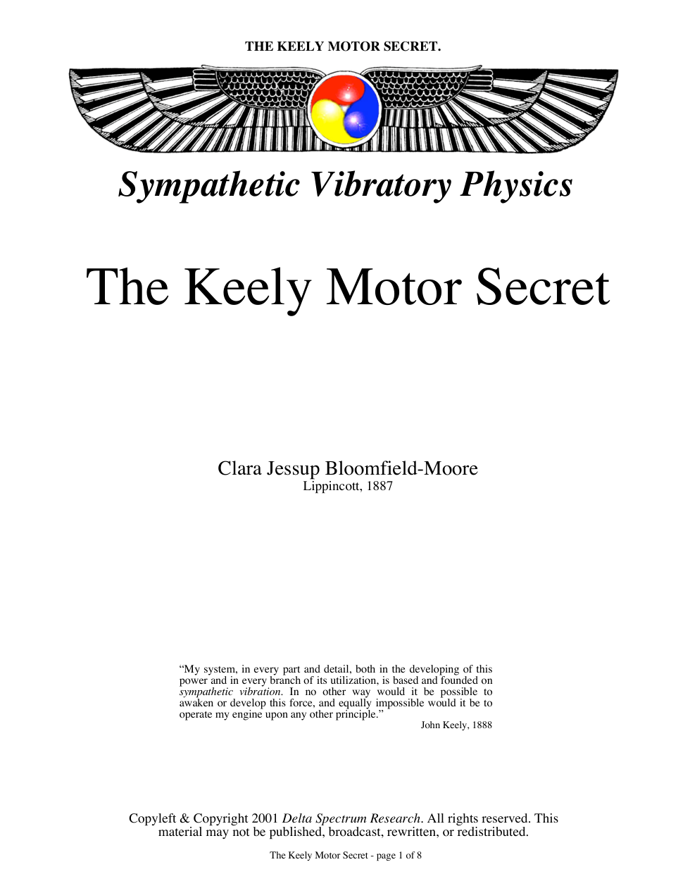 Keely Motor Secret cover