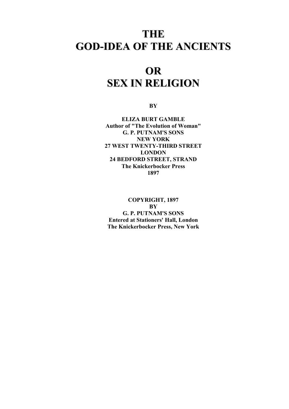 Sex In Religion - E Burt Gamble cover