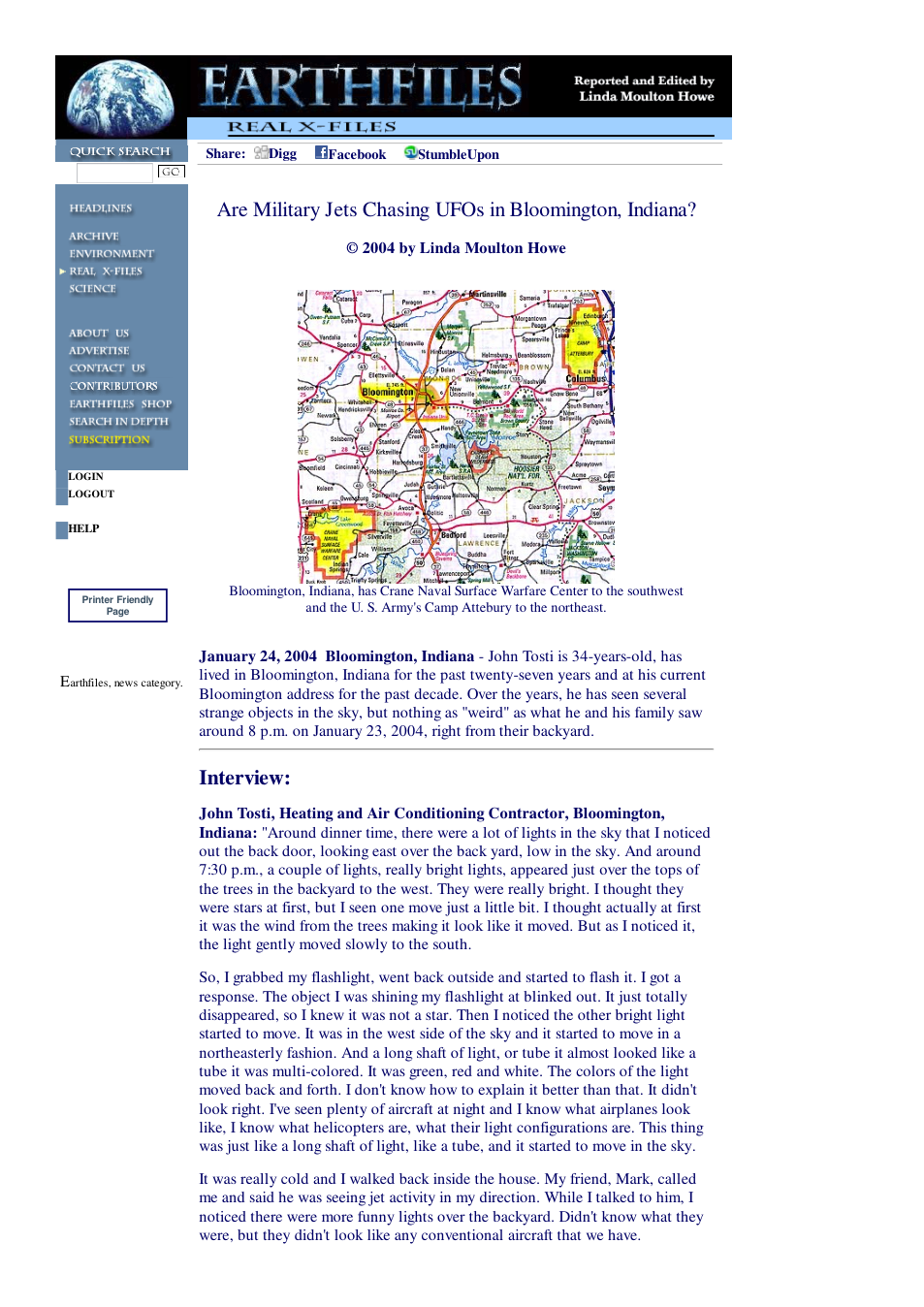 01 24 2004 Are Military Jets Chasing UFOs in Bloomington, Indiana cover