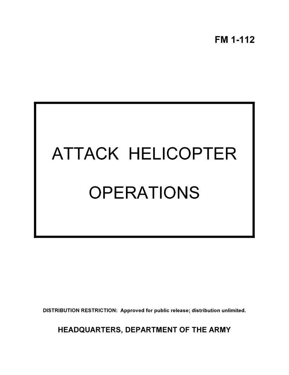 ARMY Attack Helicopter Operations 1997 351p. cover
