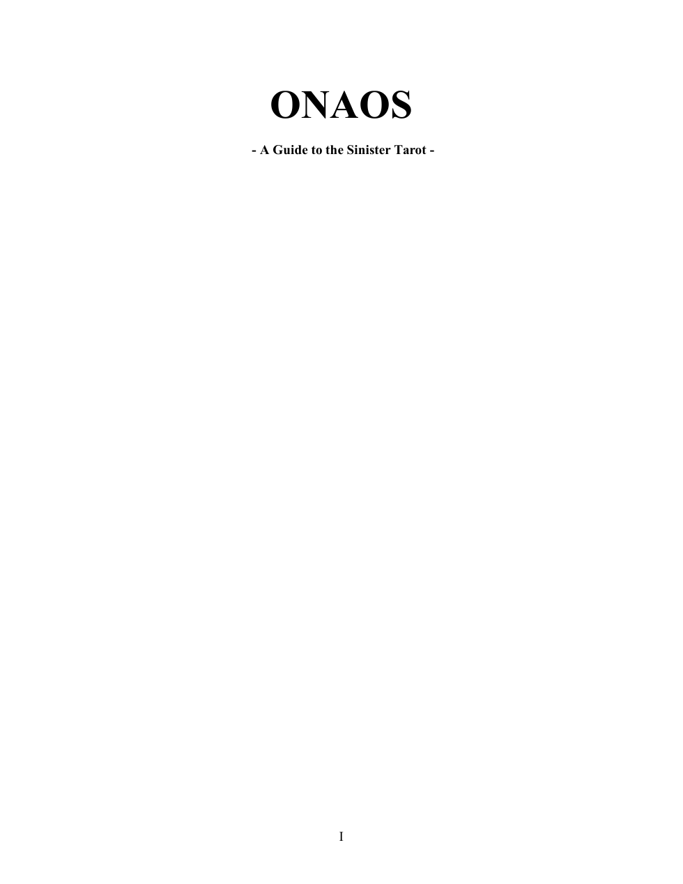 ONAOS - A Guide to the Sinister Tarot cover