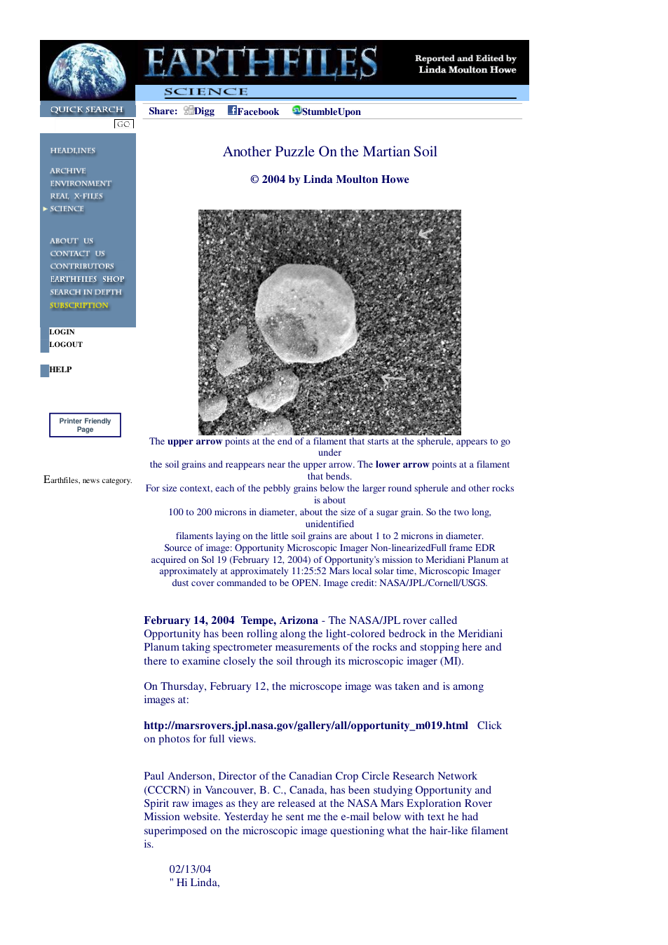 02 14 2004 Another Puzzle On the Martian Soil cover