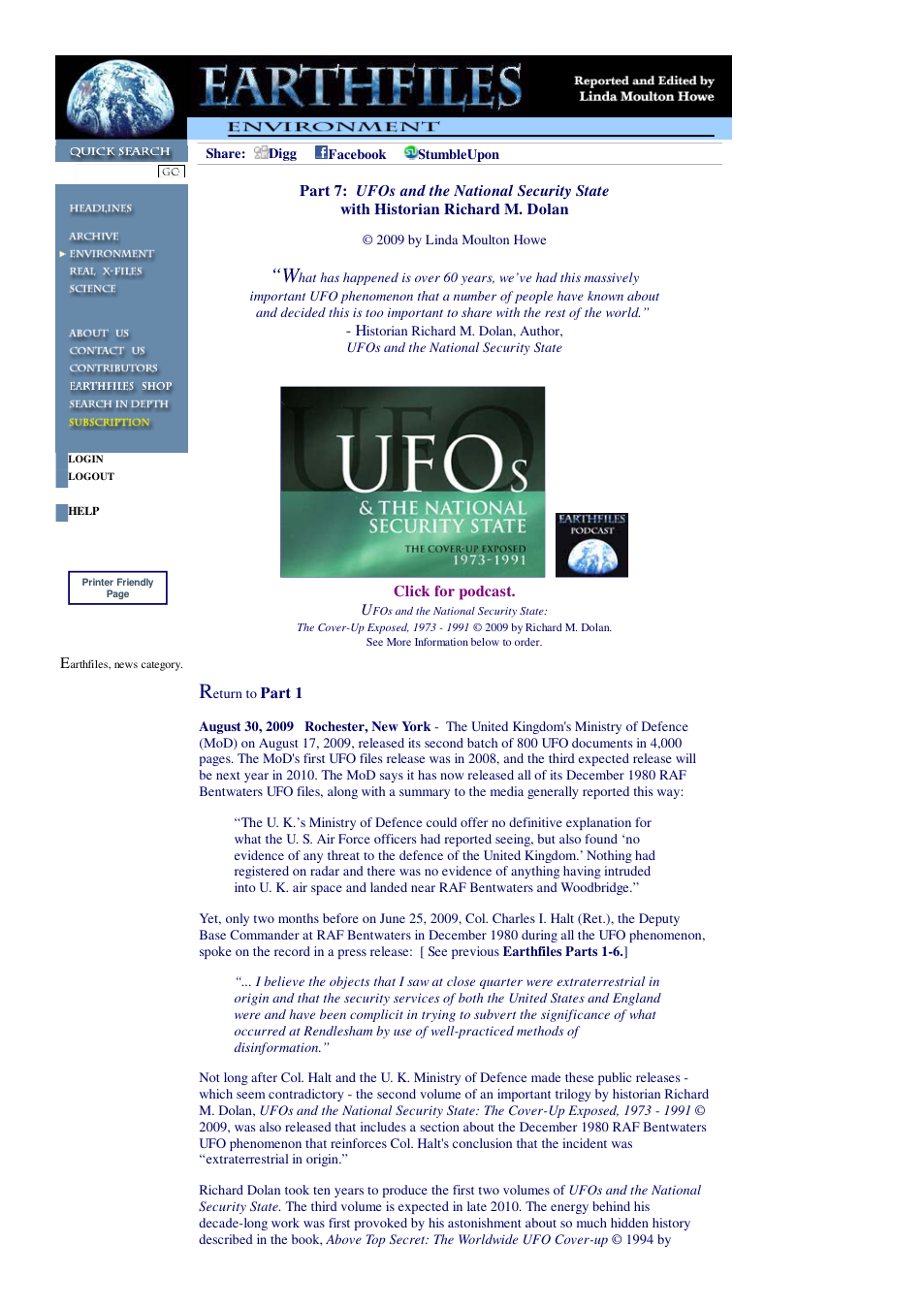 08 30 2009 Part 7 UFOs and the National Security State with Historian Richard M. Dolan cover