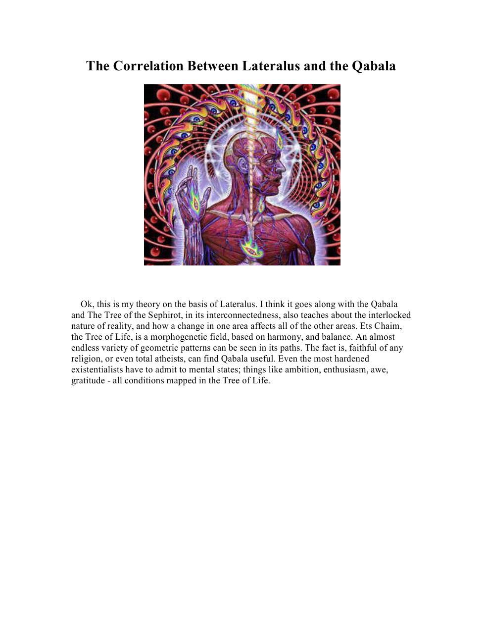 Correlation Between Lateralus and the Qabala cover