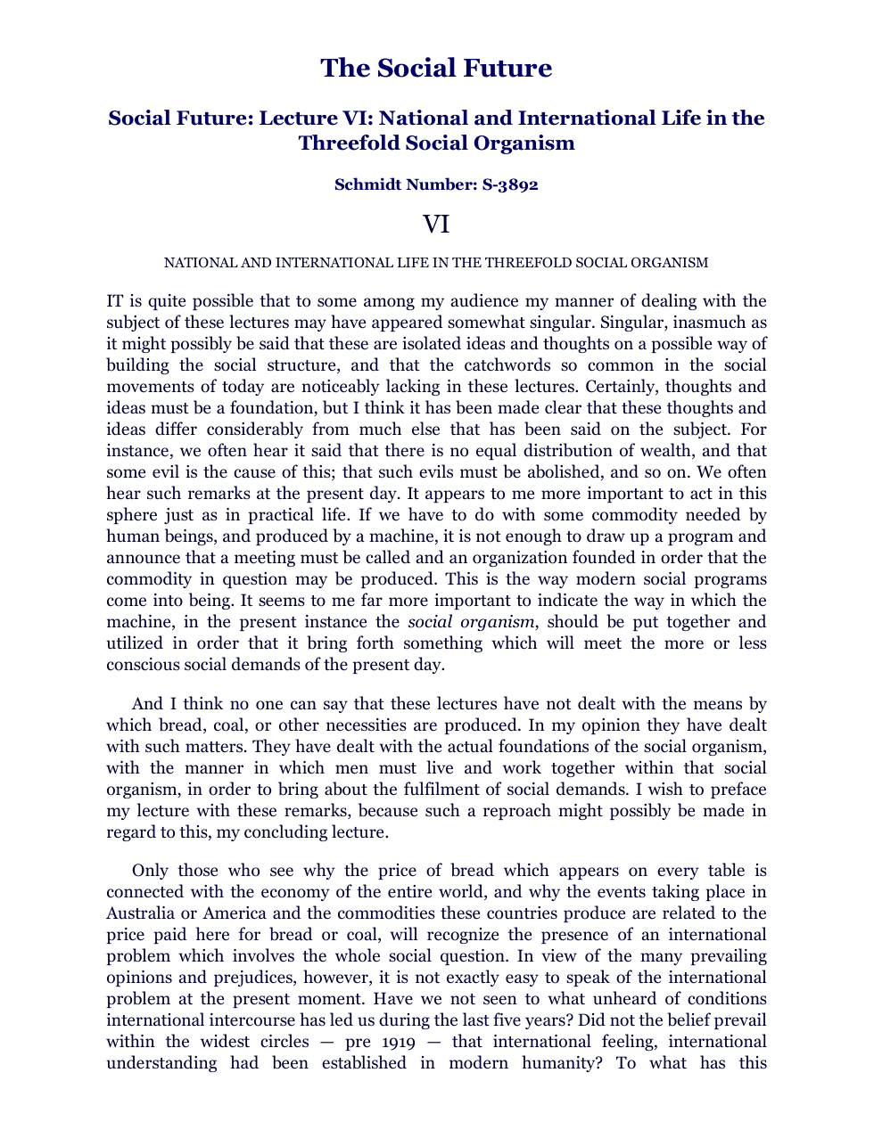 Rudolf Steiner - The Social Future - 06 - National and International Life in the Threefold Social Organism cover