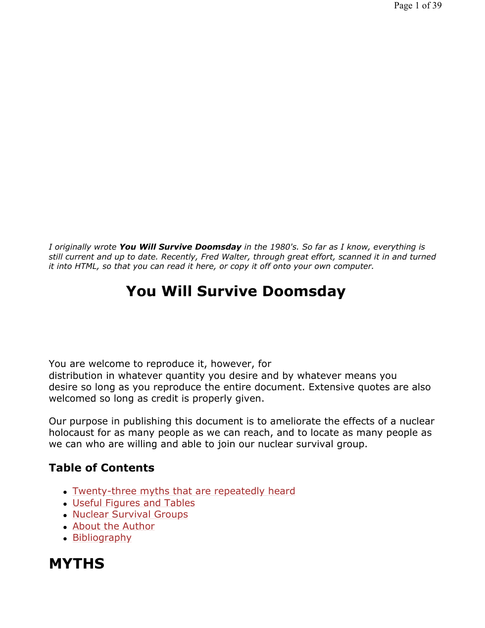 You Will Survive Dooms Day 39 pages cover