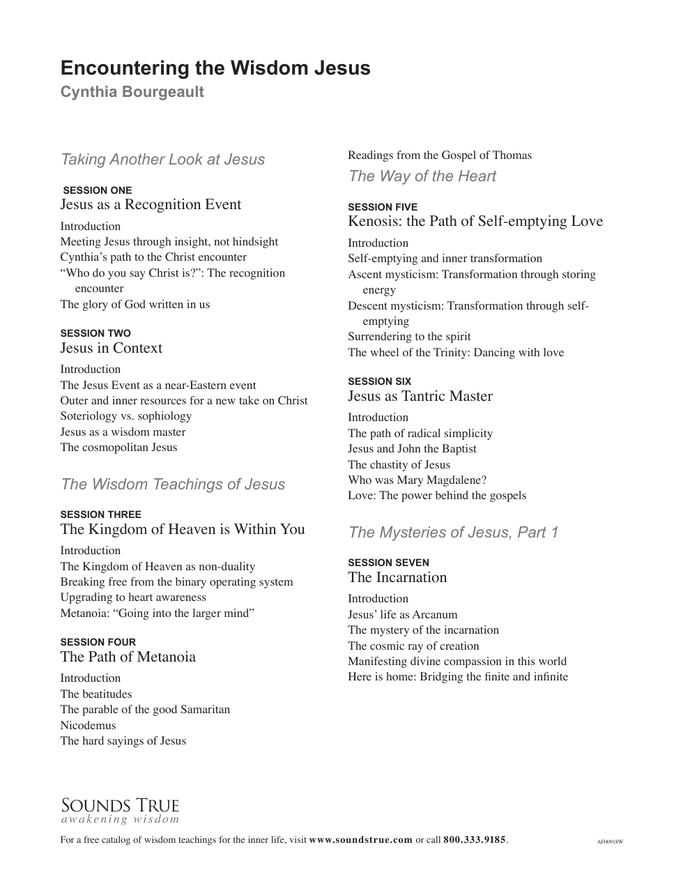 Encountering the Wisdom Jesus TOC cover