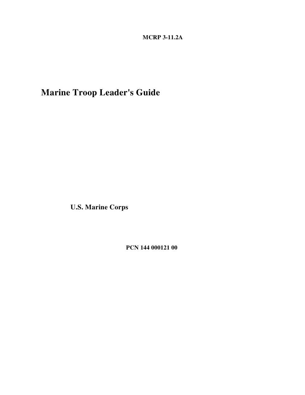 MCRP 3-11.2A Marine Troop Leaders Guide cover