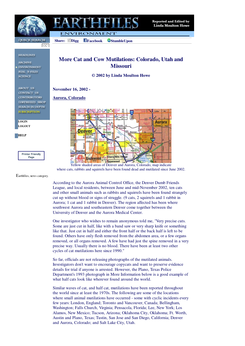 11 16 2002 More Cat and Cow Mutilations Colorado, Utah and Missouri cover