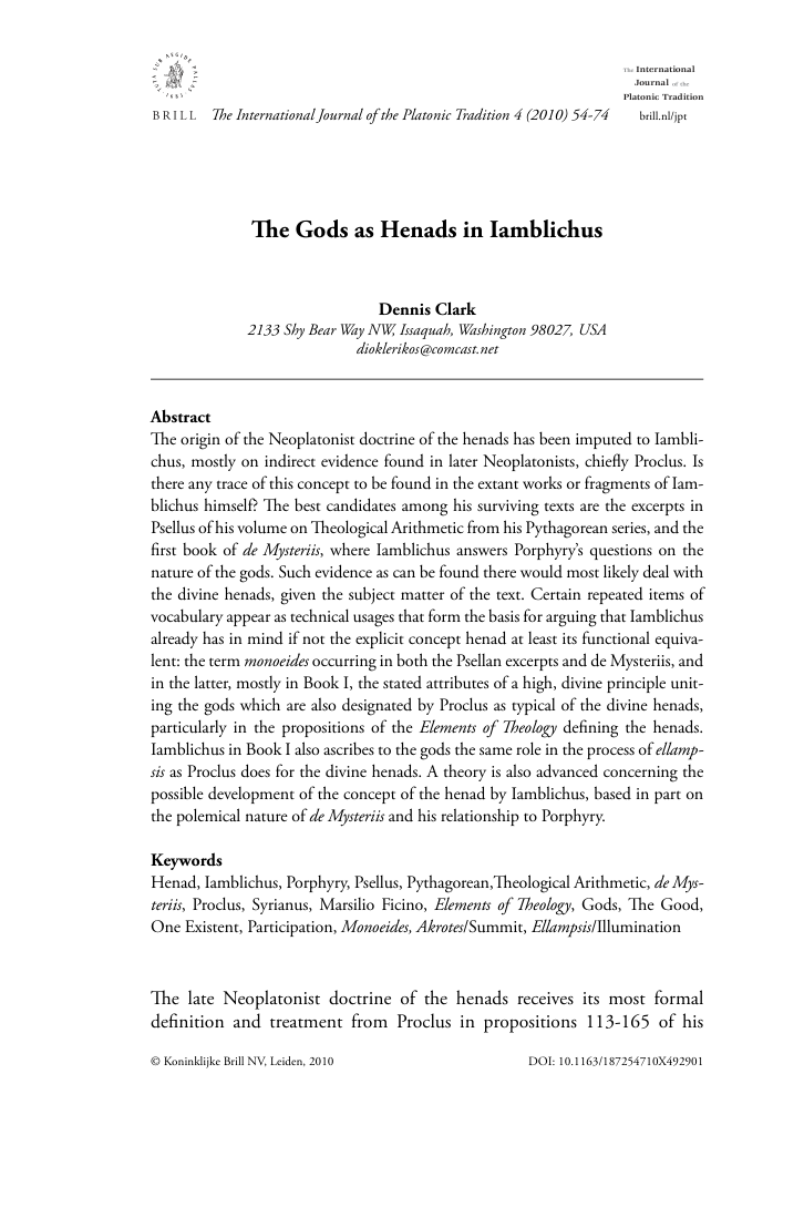 115316383-The-Gods-as-Henads-in-Iamblichus cover