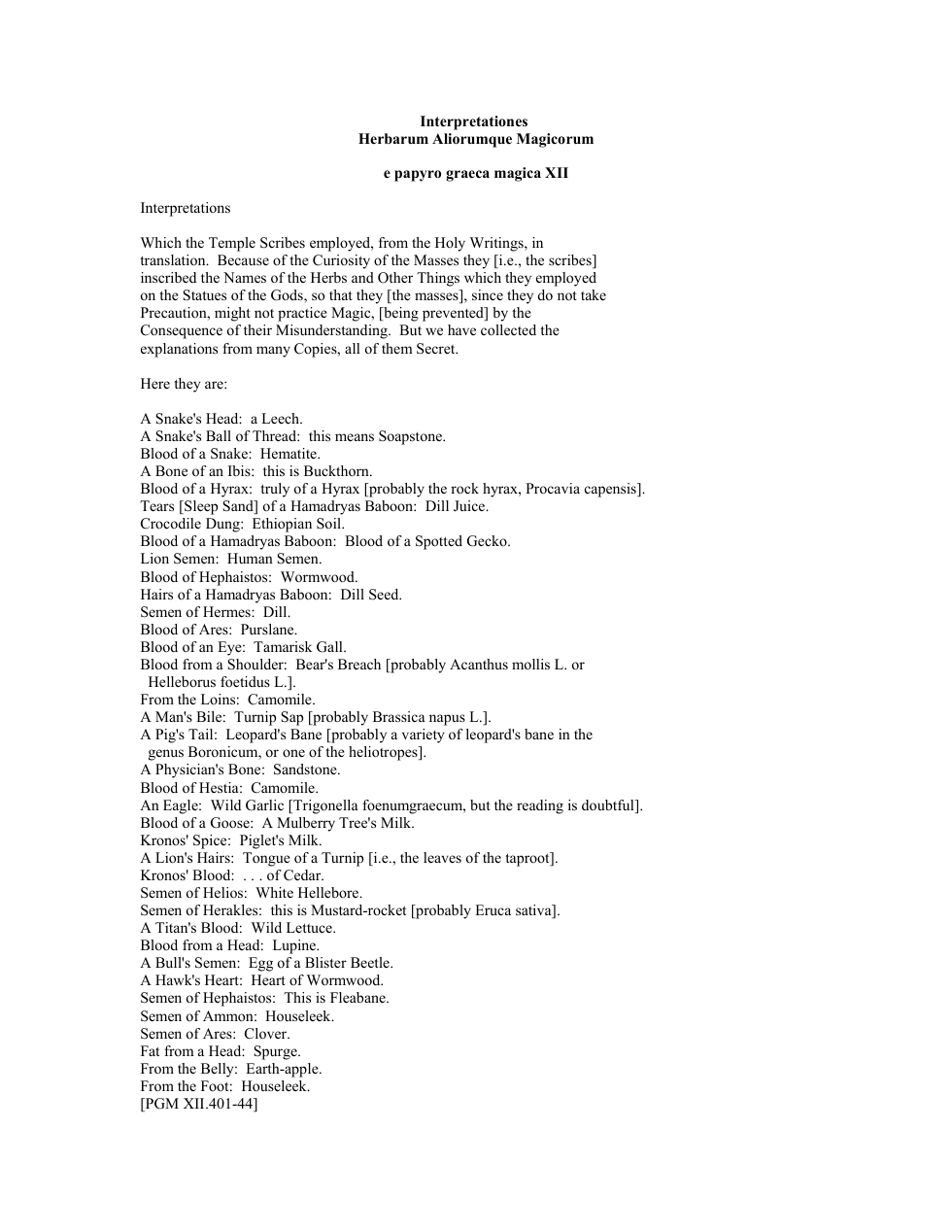 Interpretationes of Ancient Herbs cover