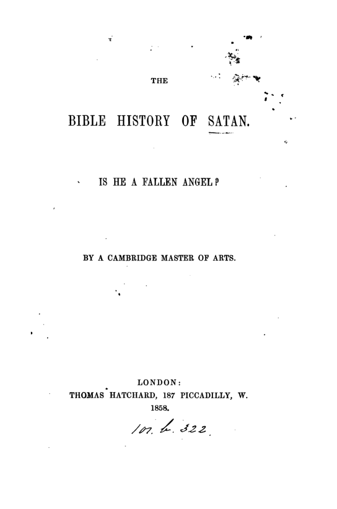 The Bible history of Satan cover