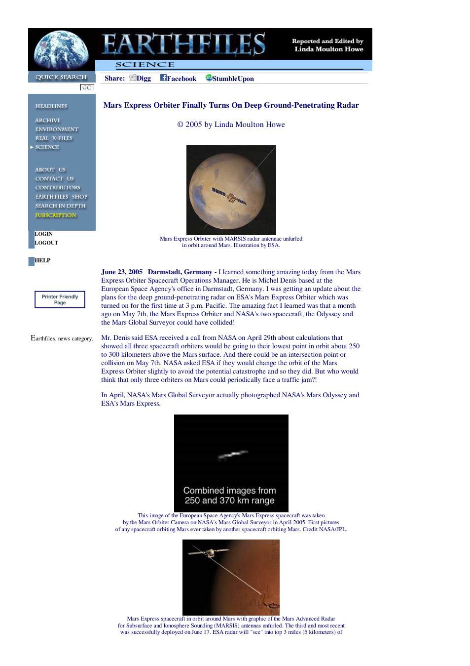 06 23 2005 Mars Express Orbiter Finally Turns On Deep Ground-Penetrating Radar cover