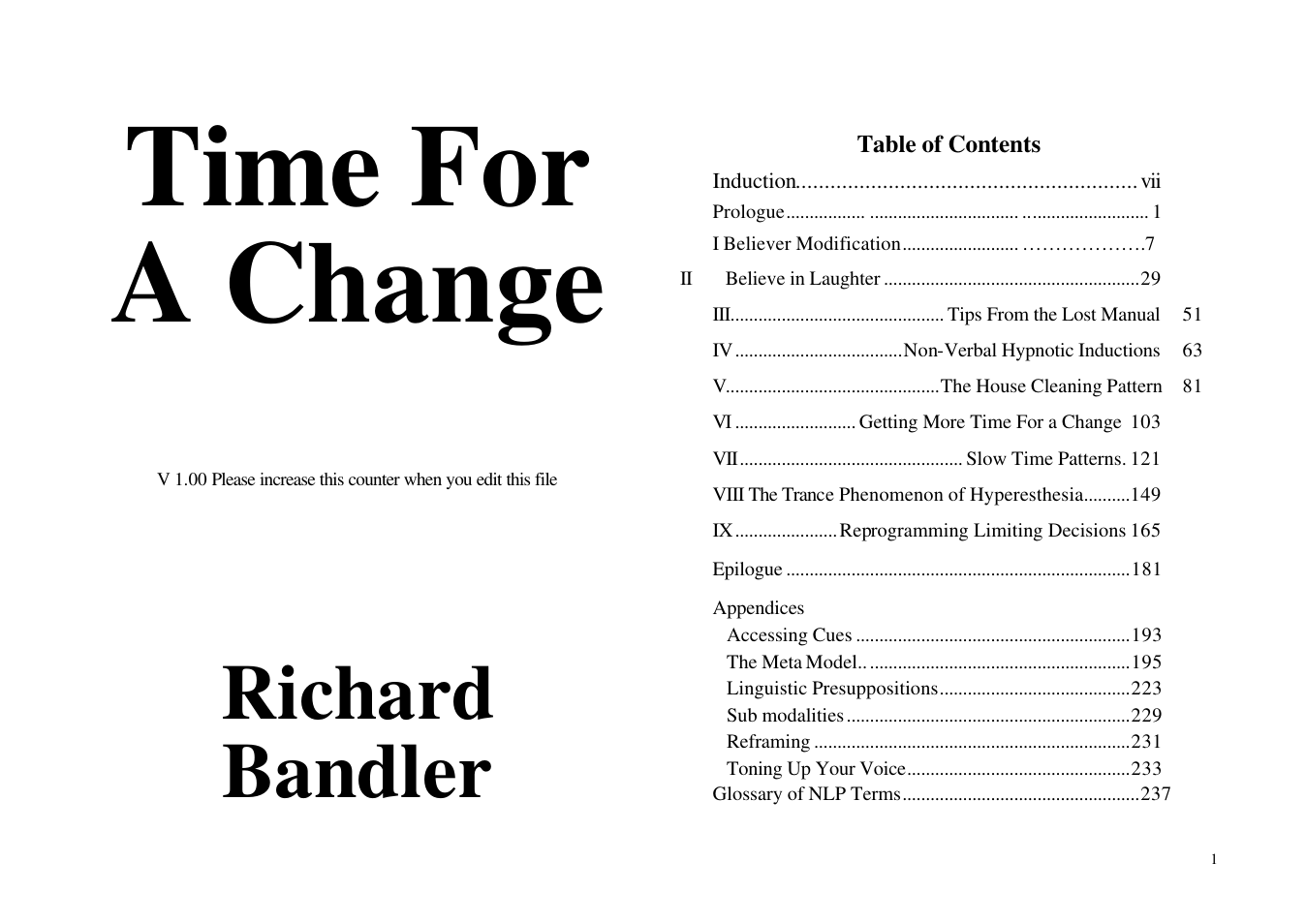 Richard Bandler - Time For A Change cover