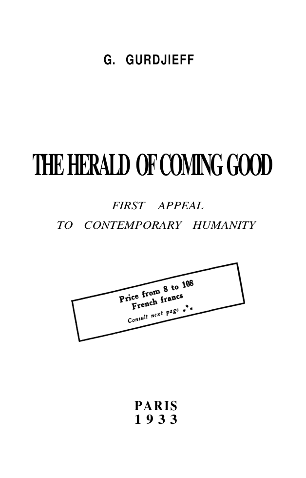 Gurdjieff - The Herald of Coming Good cover