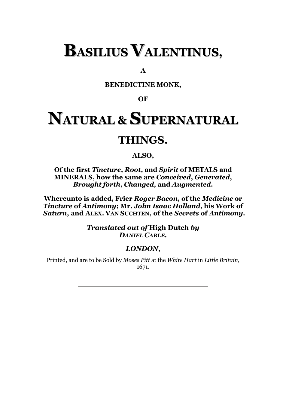 Of Natural & Supernatural Things - B Valentinus cover