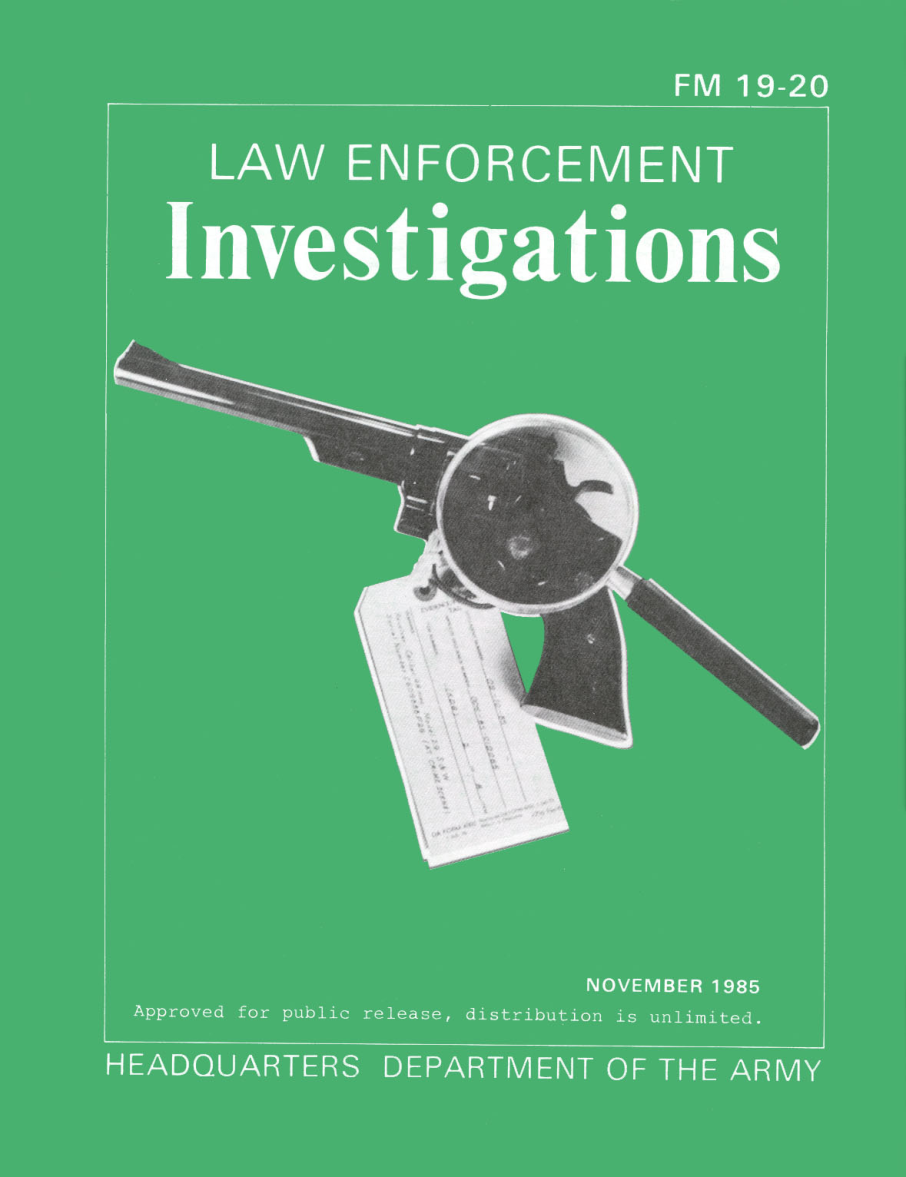 ARMY Law Enforcement Investigations 1985 281 pages cover