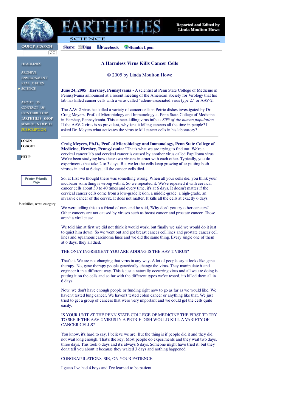 06 24 2005 A Harmless Virus Kills Cancer Cells cover