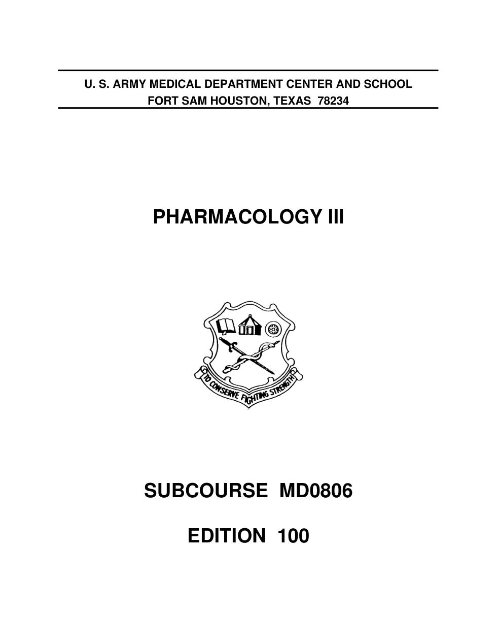 ARMY Medical - Pharmacology III 179 pages cover