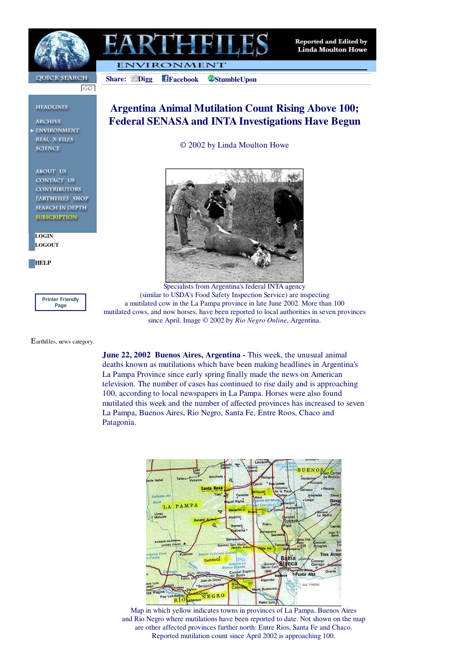 06 22 2002 Argentina Animal Mutilation Count Rising Above 100 - Federal SENASA and INTA Investigations Have Begun cover