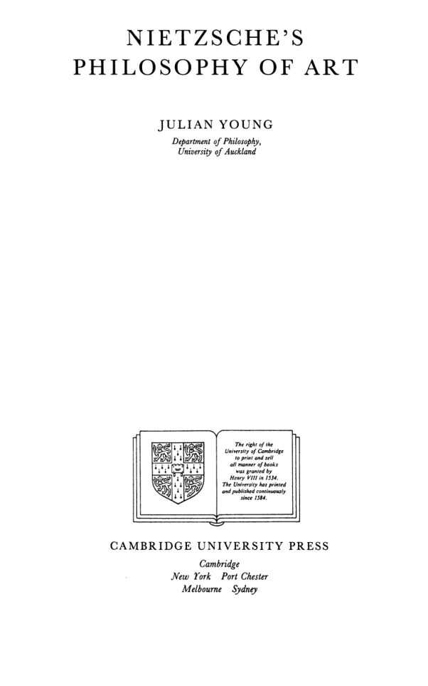 Young - Nietzsche's Philosophy of Art cover