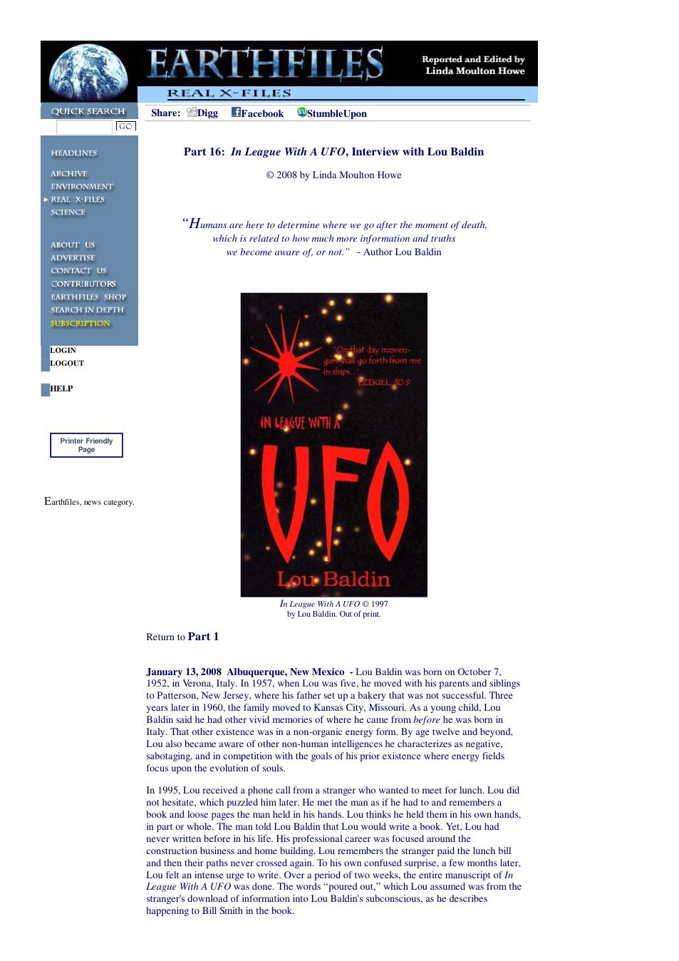 01 13 2008 Part 16 In League With A UFO, Interview with Lou Baldin cover