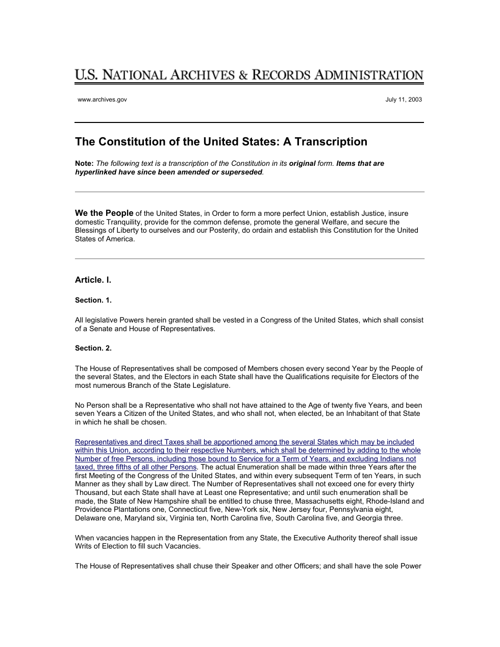 Constitution of the United States cover