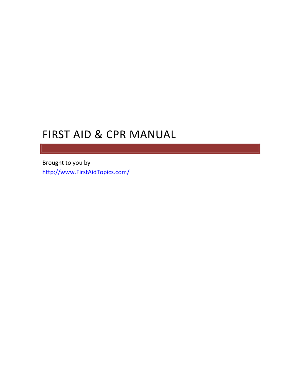 First Aid And CPR Manual cover