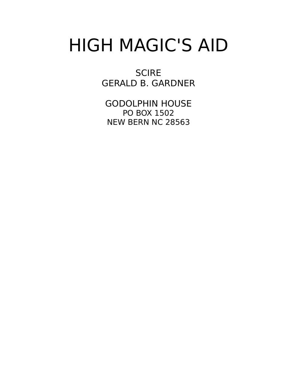 High Magic's Aid cover