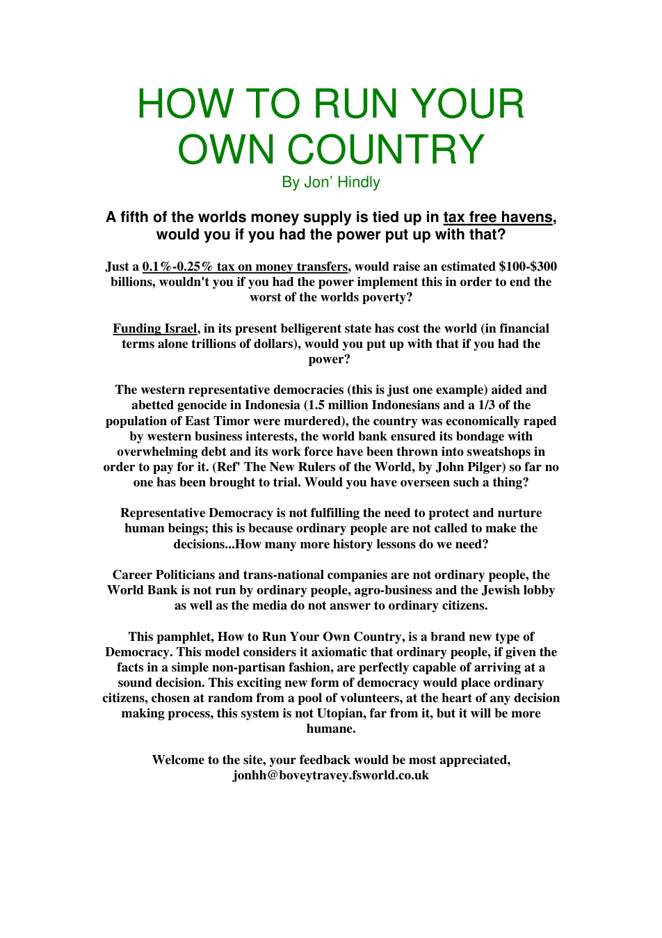 Hindly - How To Run Your Own Country cover
