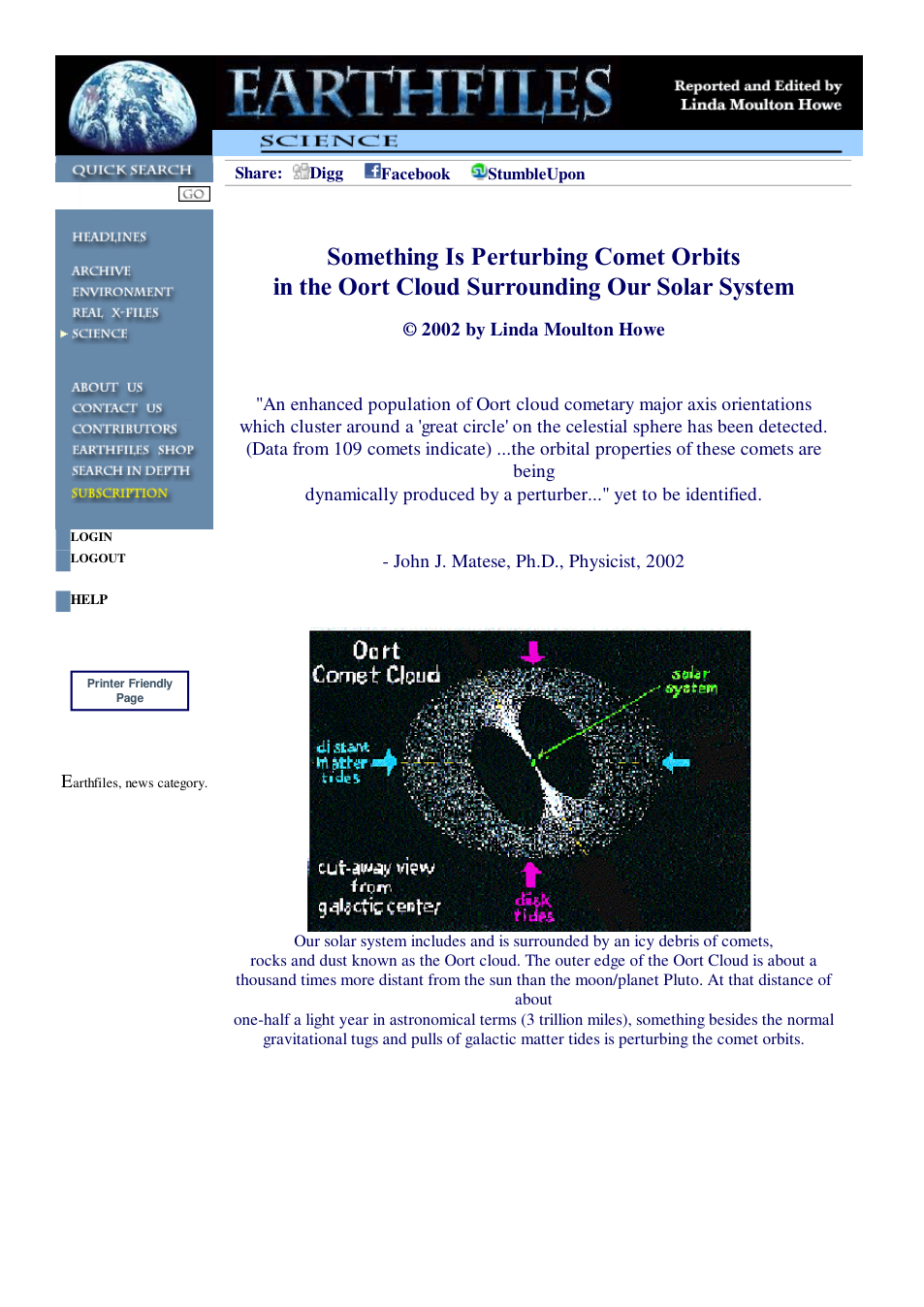 01 26 2002 Something Is Perturbing Comet Orbits in the Oort Cloud Surrounding Our Solar System cover