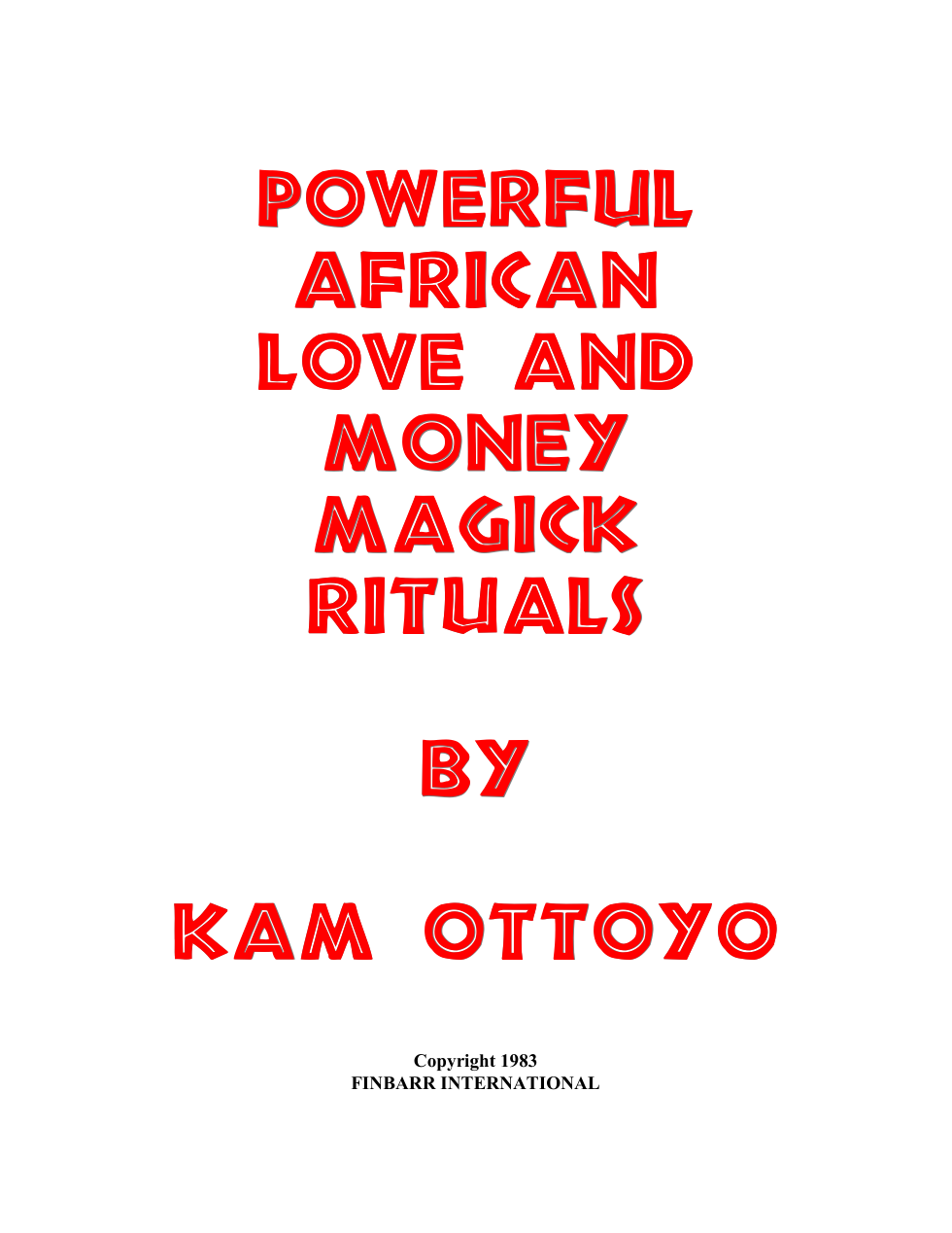 Ottoyo, Kam - African Love & Money Rituals cover