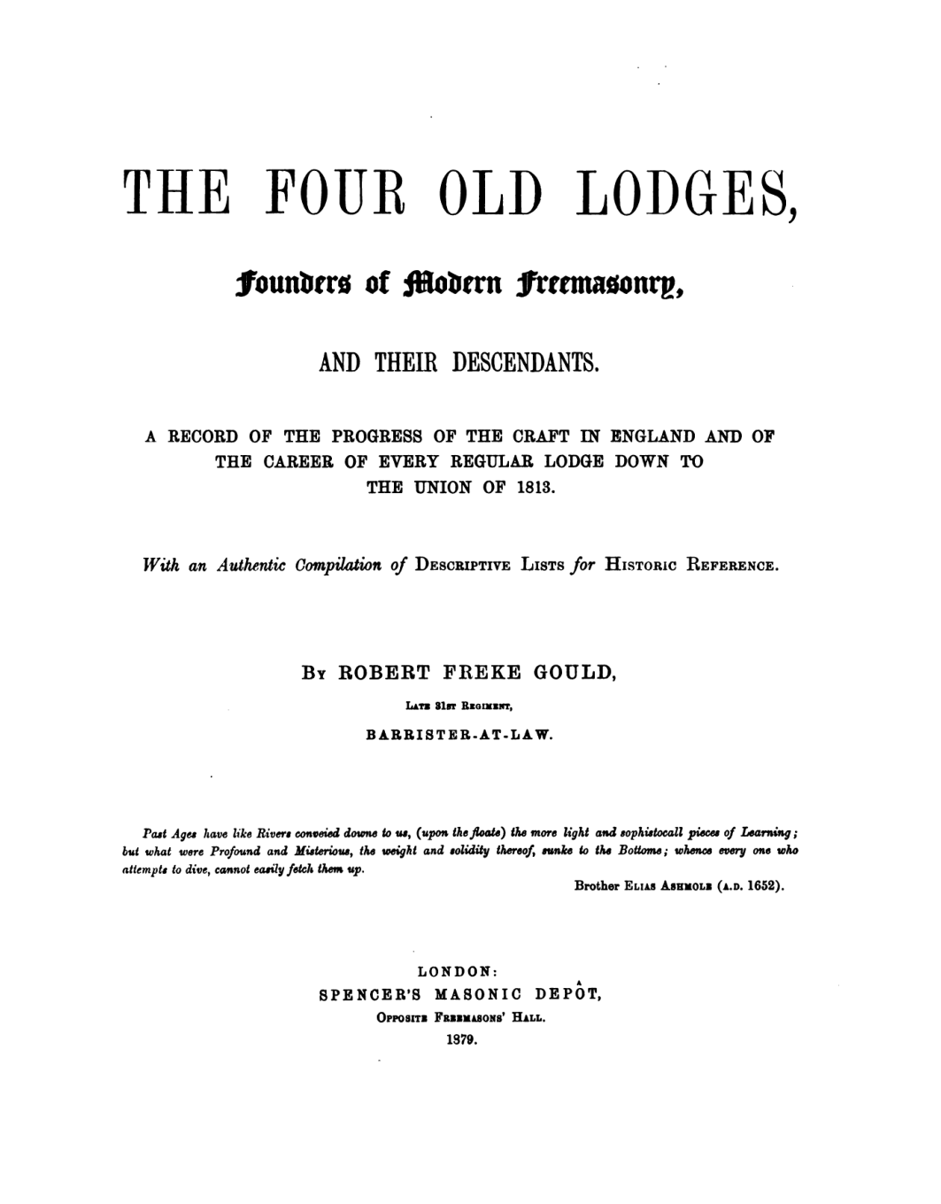 The Four Old Lodges - R Gould cover